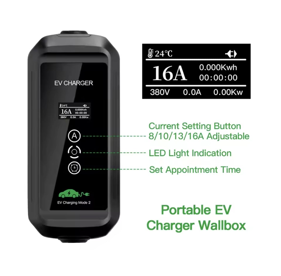 BlackCharge® 3.0 Max Mobiele EV Lader | 3,7kW – 7,4kW – 11kW | Type 2 | Waterdicht IP66 | 5/7/10 meter - BlackCharge 3.7kW / 5 meter / Excl. verloopstekkers