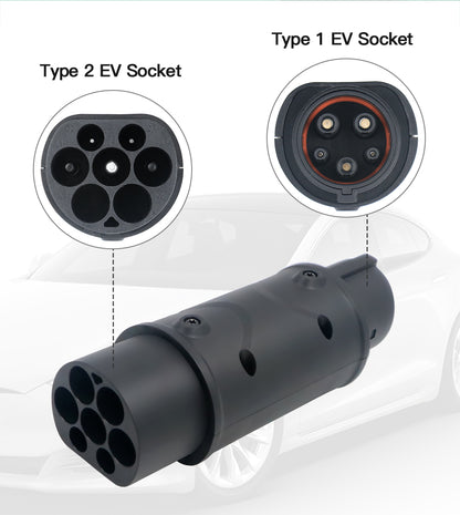 EV laad adapter Universeel - Type 2 naar Type 1 - 32A / 7.4kW (1-Fase)