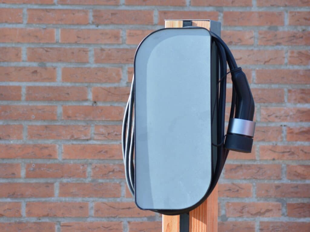 Montagepaal BlackCharge® EVshield – Vrijstaande Douglas Houten Laadpaal – Mono/Duo | Dubbel Laadstation Mogelijk - BlackCharge 