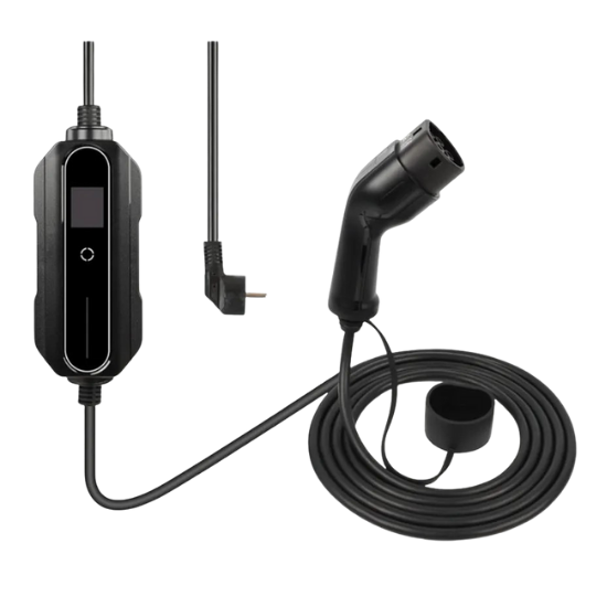 Chargeur Voiture Electrique 3.68KW [6.1m|6-16A] IEC 62196-2 Câble de Charge Portable de Type 2 avec Sac de Transport pour EV PHEV & PEV, avec écran OLED, Étanchéité IP66 - EVDANCE