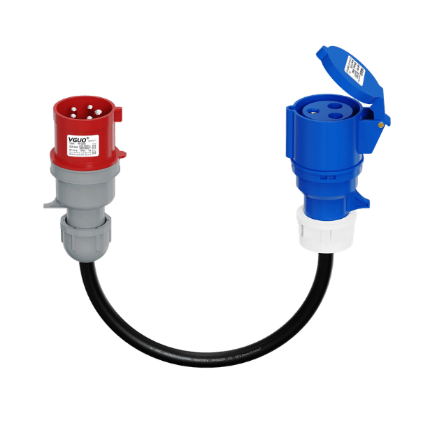 CEE Krachtstroom Adapter (32A naar 32A) – Rood naar Blauw