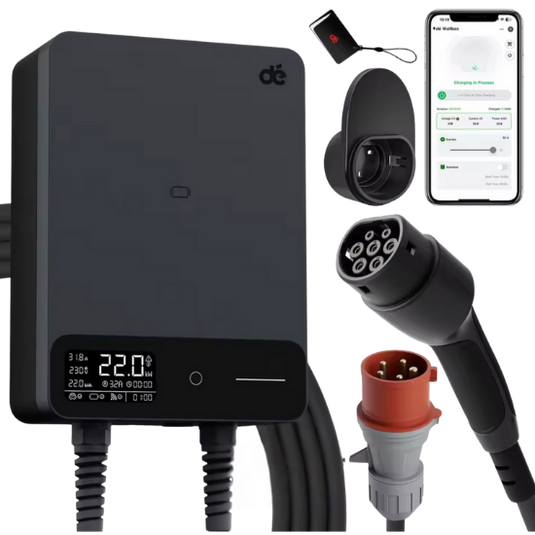 Mobile Wallbox Home 22 kW mit App und RFID Wandmontage
