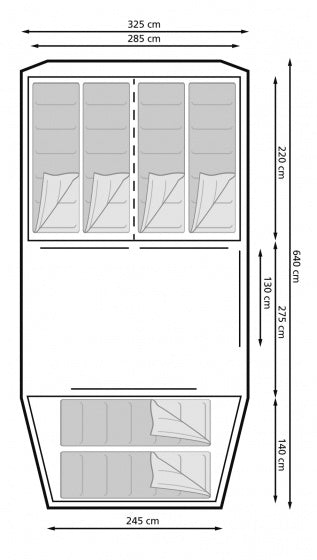 Eurotrail familietent Montana 6-persoons 640 cm groengrijs BlackCharge