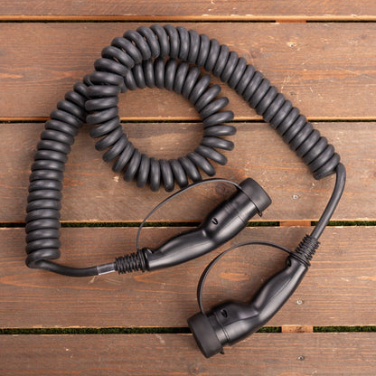 Ratio E-Line Type 2 Laadkabel – Coiled | 3 Fase | 16A | 11kW | 4 Meter | Spiraalkabel - BlackCharge 