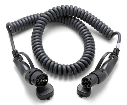 Ratio E-Line Type 2 Laadkabel – Coiled | 3 Fase | 16A | 11kW | 4 Meter | Spiraalkabel - BlackCharge 